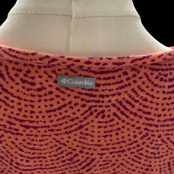 Orange/Purple Abstract Print Tee w/ Ruched Shoulder Details - Picture 3 of 3